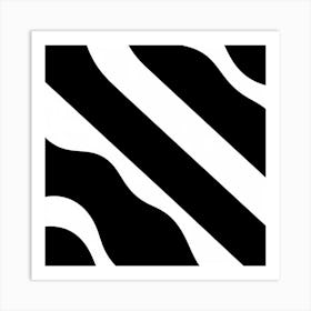 Abstract Graphic Black and White Lines Art Print