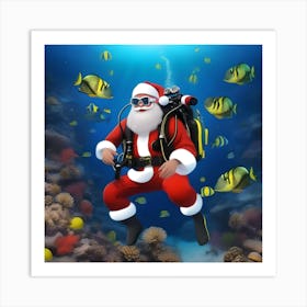 SCUBA SANTA CLAUS Art Print