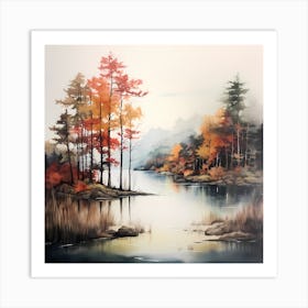 Amber Aura: Serene Autumn Landscape in Hudson's Grace Art Print