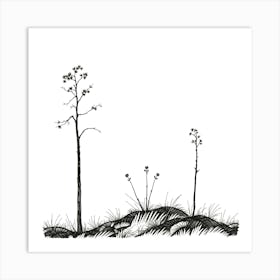 Three Trees On A Hill Art Print