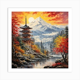 Pagoda In Autumn Art Print