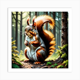 Squirrel In The Forest 73 Art Print