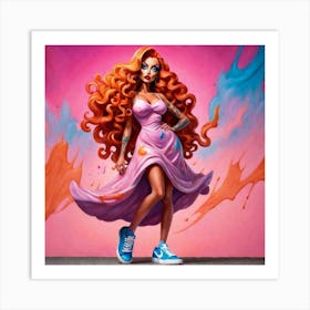 Girl With Orange Hair Art Print