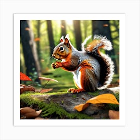 Squirrel In The Forest 406 Art Print