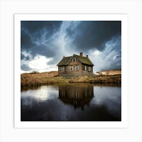 Firefly Reflected Old House Beneath Moody Clouds 66810 (2) Art Print