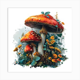 Mushrooms In The Meadow 2 Art Print
