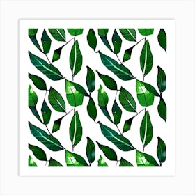 Green Leaves On A White Background 2 Art Print