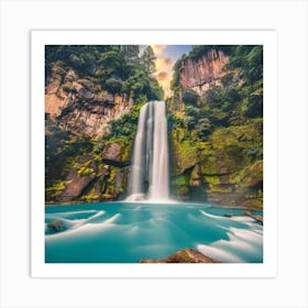 Waterfall In The Mountains 3 Art Print