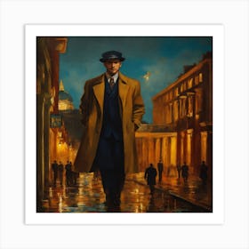 Detective In The Rain Art Print