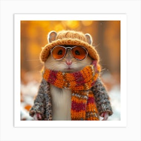 Hamster In Winter Art Print
