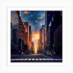 Sunset In New York City Art Print