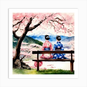 Japanese Sakura In Mountain 8 Art Print