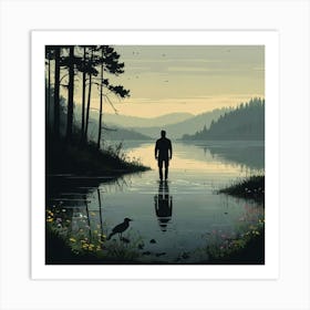 Man Standing In Water 4 Art Print