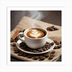 Coffee And Coffee Beans Art Print