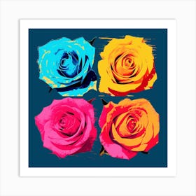 Andy Warhol Style Pop Art Flowers Rose 1 Square Art Print