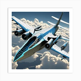 Futuristic Transport Plane Cubism Style Art Print