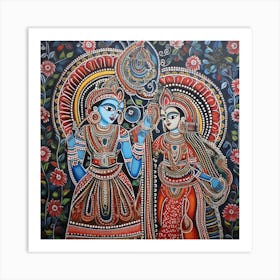 Krishna And Krishna 1 Art Print