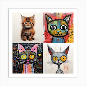 Cats On Canvas Art Print