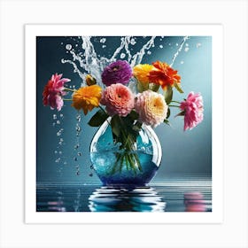 Water Splashing Flowers 13 Art Print