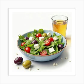 Salad With Feta And Olives Art Print