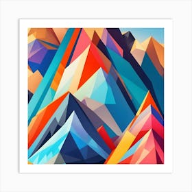 Abstract Colourful Geometric Mountains 1 Art Print