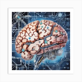 Artificial Intelligence Brain In Close Up Watercolor Trending On Artstation Sharp Focus Studio P (6) Art Print