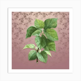 Vintage White Mulberry Plant Botanical on Dusty Pink Pattern n.1990 Art Print