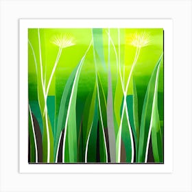 Green Grass A Blue Sky And A Background Of Calm Colors Suitable As A Wall Painting With Beautifu (3) Art Print