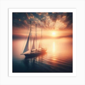 Sailboat At Sunset 1 Art Print