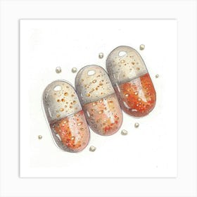 Three Pills With Small Pearls Art Print