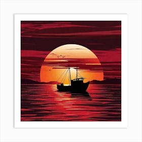 Sunset Boat 5 Art Print