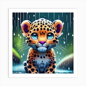 Leopard In The Rain 1 Art Print