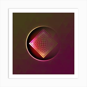 Geometric Neon Glyph on Jewel Tone Triangle Pattern 149 Art Print