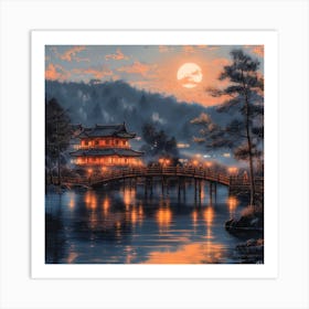 長閑な秋の夜、南木曽村 Peaceful Automn Evening In Nagiso Village (III) Art Print