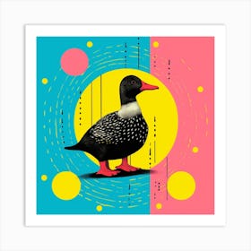 Duckling Geometric Pattern Linocut Style 2 Art Print