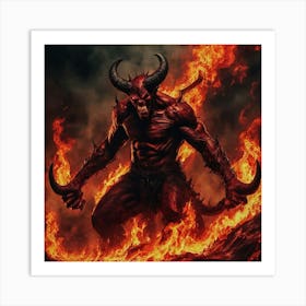 Demon In Flames Art Print