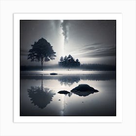 Night Sky With Trees Art Print