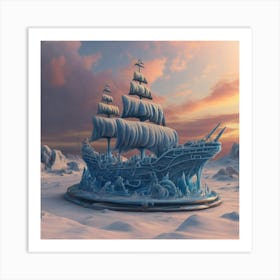 Beautiful ice sculpture in the shape of a sailing ship 22 Art Print