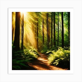 Sunlight In The Forest Art Print