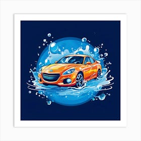 Logo Vector Car Wash Clean Soap Bubbles Water Splash Detailing Automotive Foam Service (6) Art Print