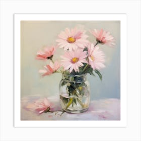 Pink Daisies In A Vase 1 Art Print