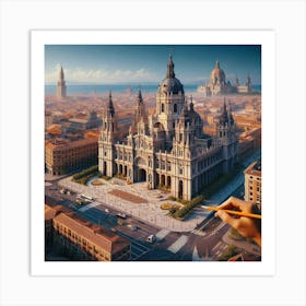 Cityscape Of Barcelona Art Print