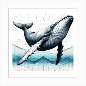 Humpback Whale - Abstract Line Art Illustration 200 Art Print