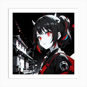 Anime Girl With Red Eyes Art Print