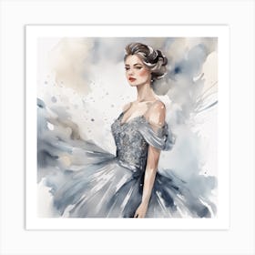 Watercolor Of A Woman In A Dress 4 Art Print