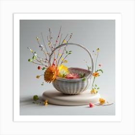 Basket Of Flowers 2 Art Print