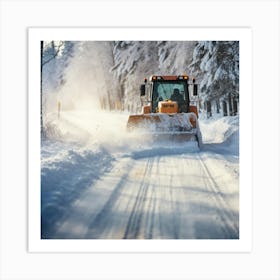 Snow Plow Driving In The Snow 1 Art Print