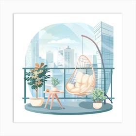 Balcony With A Swing Chair Art Print
