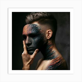 Man With Paint On His Face Art Print