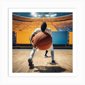 Basketball Player Holding Basketball Art Print